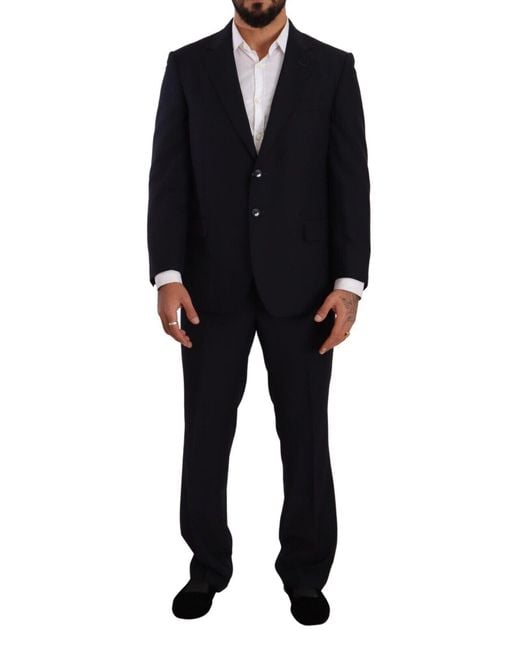 Domenico Tagliente Black Polyester Single Breasted Formal Suit for men