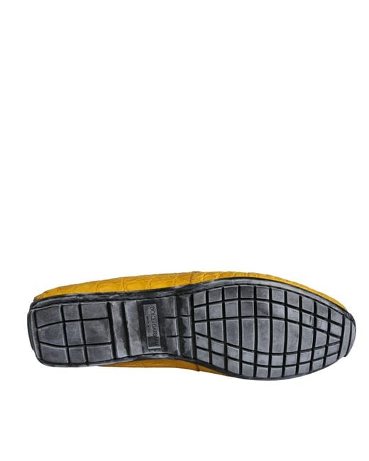 Dolce & Gabbana Yellow Leather Slip Mocassin Loafers Shoes for men