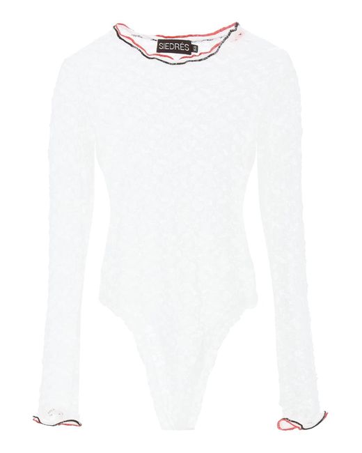 Siedres White 'dixie' Stretch Lace Bodysuit
