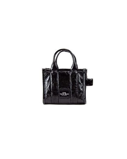 Marc Jacobs The Shiny Crinkle Micro Tote Black Leather Crossbody Bag Handbag