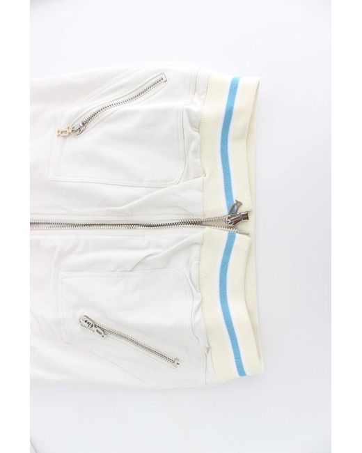 John Galliano White Mock Zip Cardigan Sweatshirt Sweater