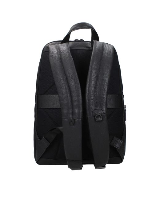 Piquadro Black Leather Backpacks for men