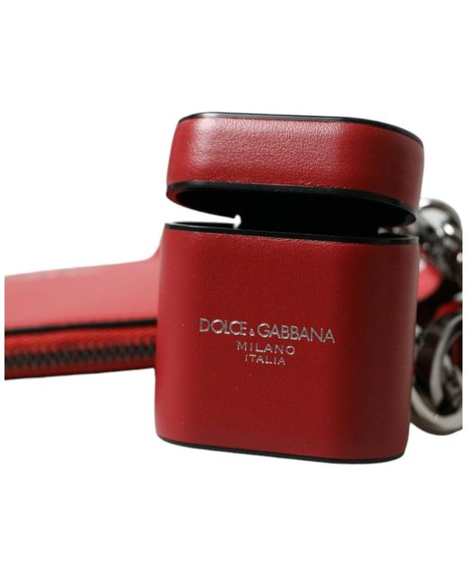 Dolce & Gabbana Red Elegant Leather Airpods Case