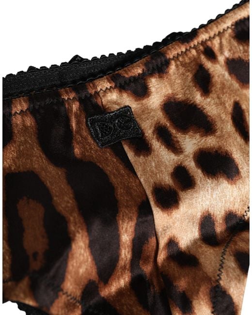 Dolce & Gabbana Black Brown Leopard Mid Waist Brief Panty Underwear