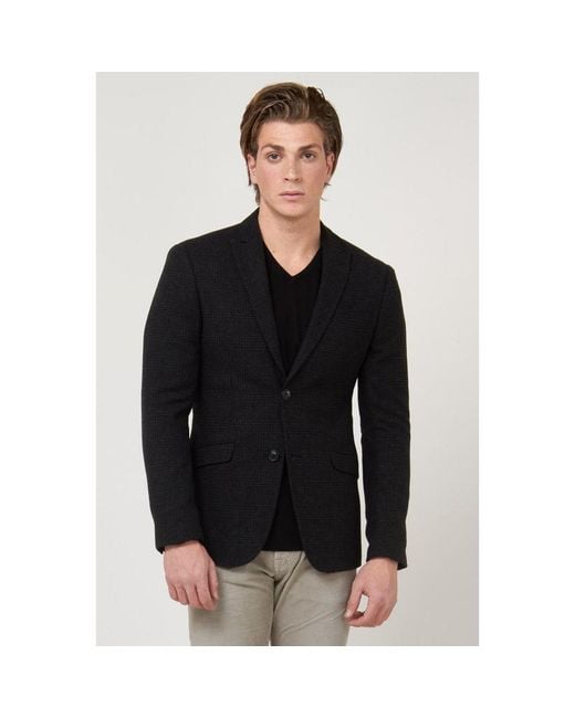 Gas Black Polyester Blazer for men