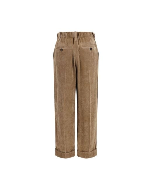 Brunello Cucinelli Brown Viscose Casual Pants