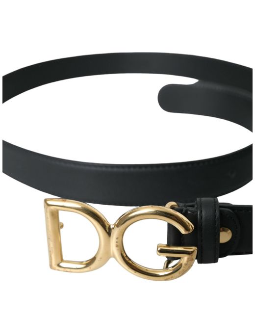 Dolce & Gabbana Black Leather Dg Logo Waist Buckle Belt