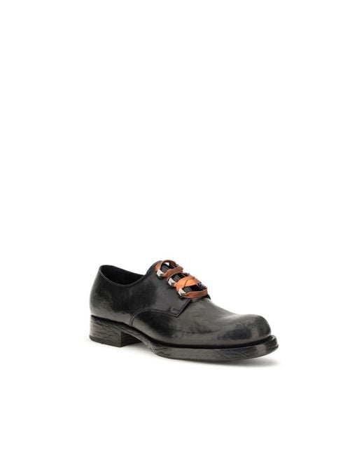 Prada Black Calf Leather Bos Taurus Oxfords And Derbies for men