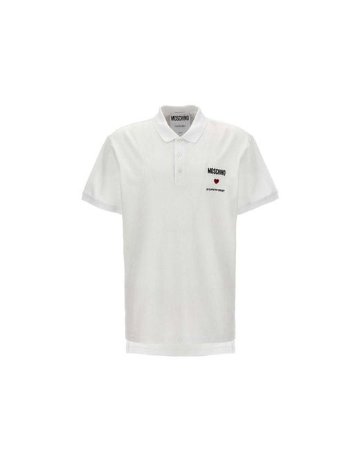 Moschino Couture White In Love We Trust Cotton Polo for men