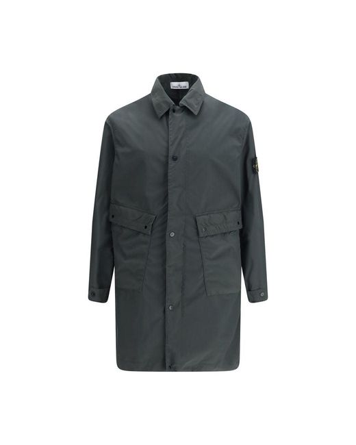 Stone Island Gray Polyester Coat for men