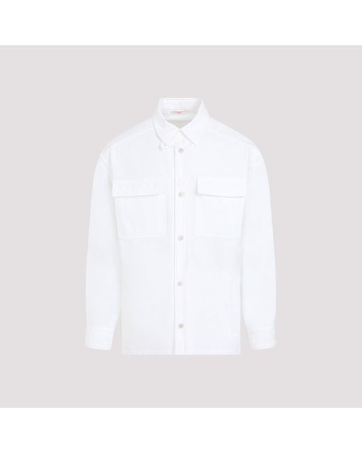 Valentino White Shirt Cotton Jacket for men
