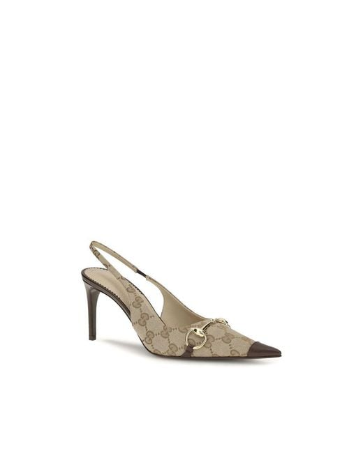Gucci Metallic Beige Fabric High Heel Pumps