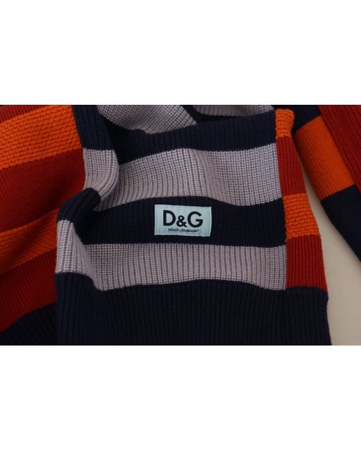 Dolce & Gabbana Blue Multicolor Stripes Wool Pullover Sweater for men