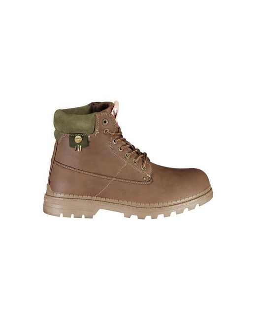 Carrera Brown Nevada Mix Lace-Up Boots With Contrasting Details