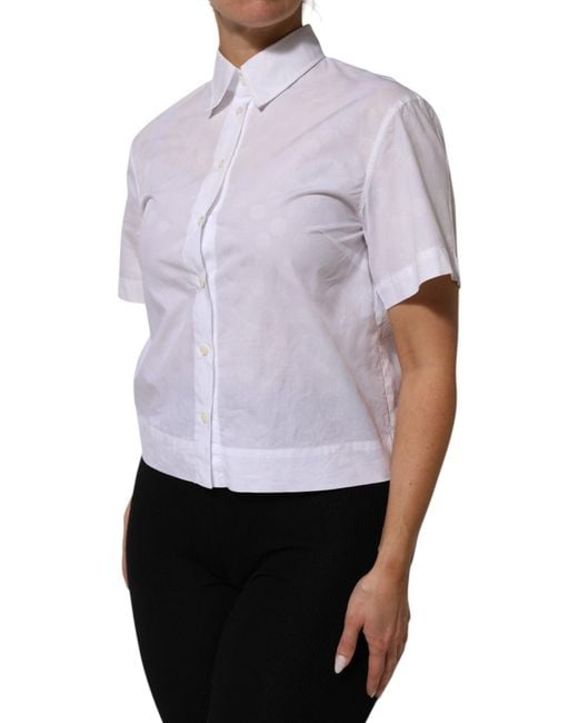 Dolce & Gabbana White Collared Short Sleeve Polo Shirt Top