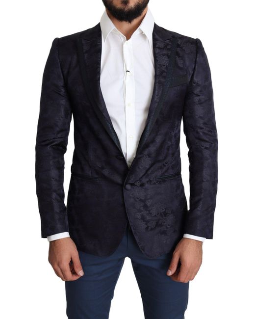 Dolce & Gabbana Blue Elegant Silk Blend Martini Blazer for men