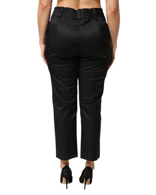 Bencivenga Black Cotton Blend Cropped Straight Leg Pants