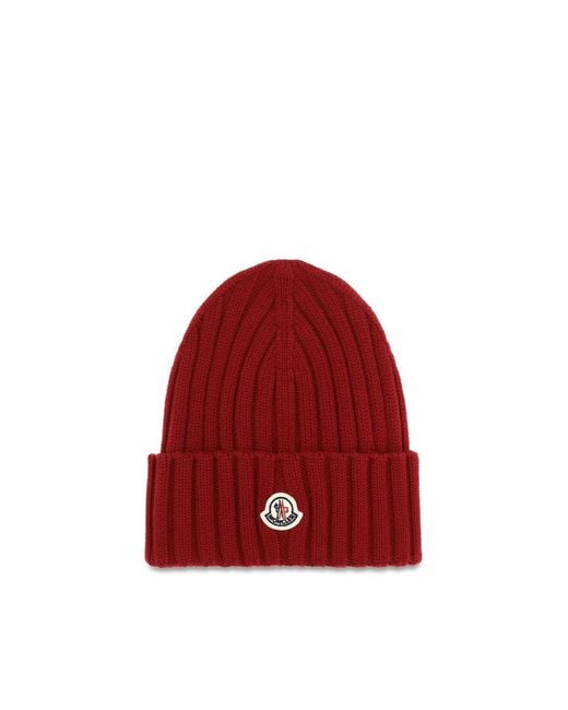 Moncler Red Multicolor Wool Oves Aries Beanie