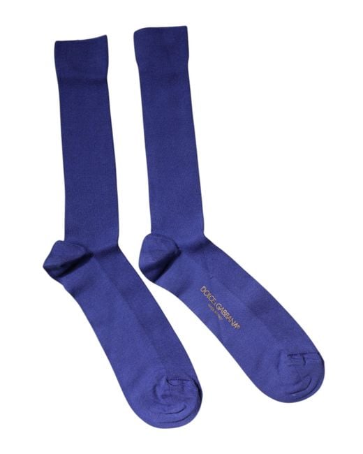 Dolce & Gabbana Purple Cotton Logo Over The Calf Socks for men