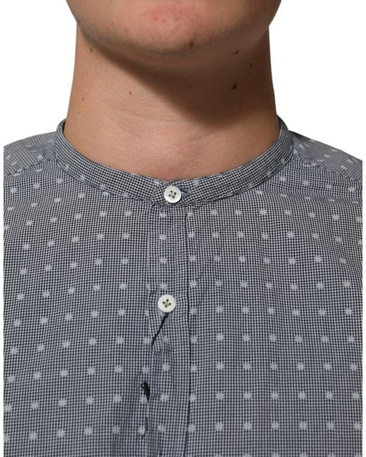 Aglini Gray Polka Dot Cotton Button Down Long Sleeves Shirt for men