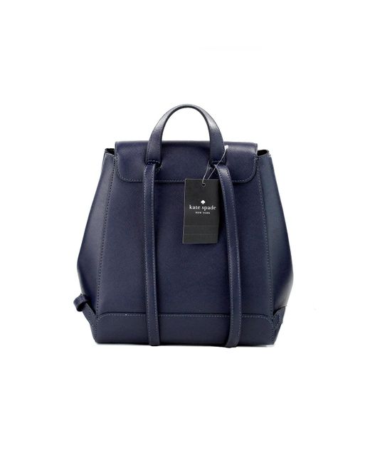Kate Spade Blue Madison Navy Saffiano Leather Medium Flap Shoulder Backpack Bag