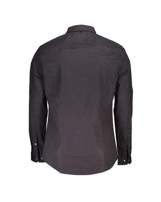 Tommy Hilfiger Black Sleek Slim Fit Italian Collar Shirt for men