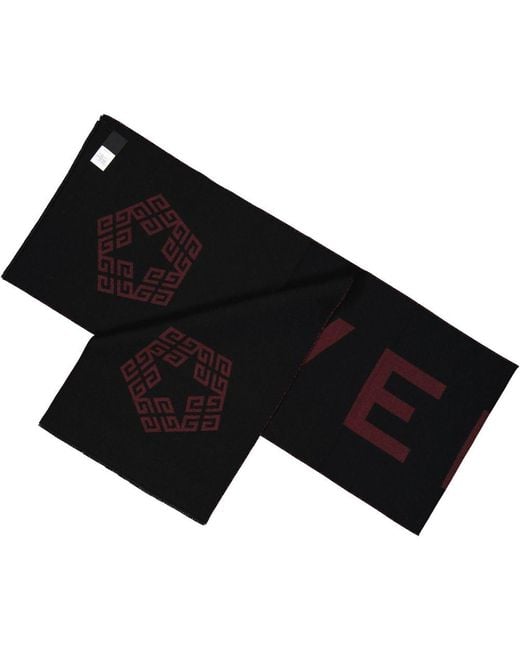 Givenchy Black Wool Logo Scarf for men