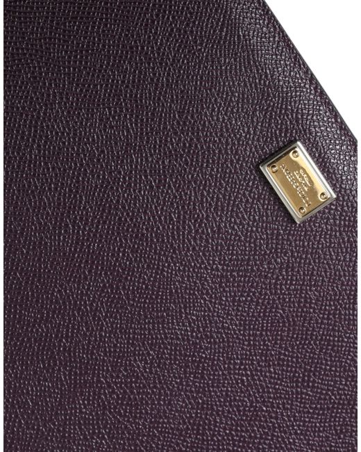 Dolce & Gabbana Purple Elegant Leather Tablet Pouch