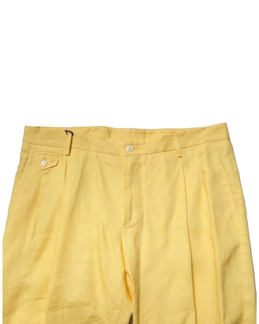 Dolce & Gabbana Yellow Flax Tapered Dress Pants for men