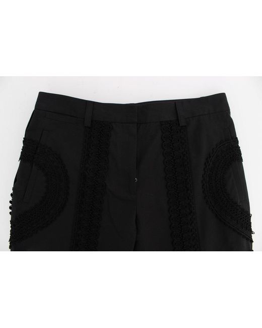 Dolce & Gabbana Black Cotton Stretch Torero Capris Pants