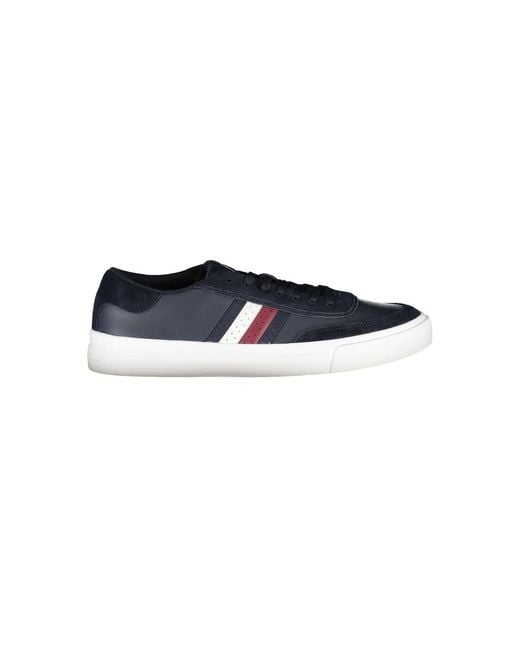 Tommy Hilfiger Blue Sleek Lace-Up Sneakers With Contrast Accents for men