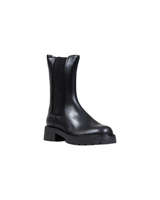 Calvin Klein Black Leather Ankle Boots