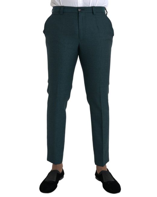Dolce & Gabbana Blue Wool Skinny Slim Dress Pants for men