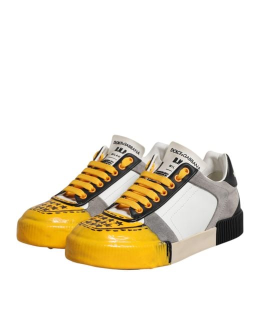 Dolce & Gabbana Yellow Leather Dna Low Top Sneakers Shoes for men