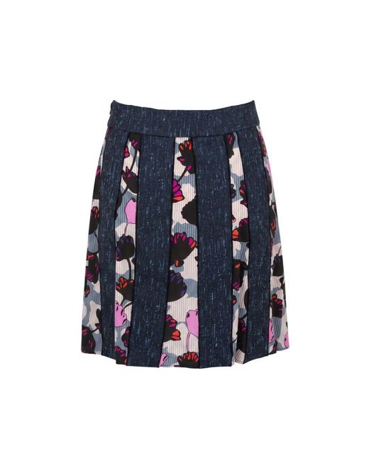 Trussardi Blue Black Wool Skirt