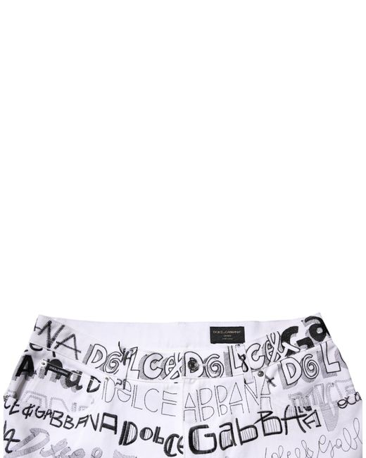 Dolce & Gabbana Gray Logo Print Straight Denim Jeans for men