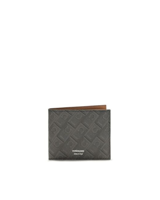 Ferragamo Gray Calf Leather Bos Taurus Wallet for men