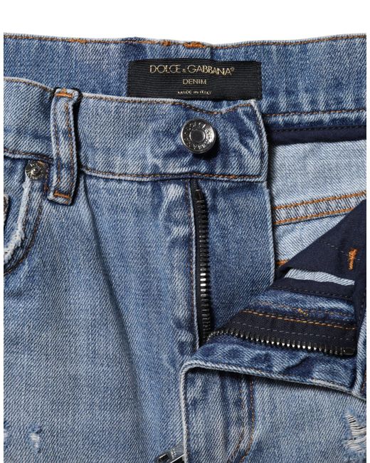 Dolce & Gabbana Blue Distressed Denim Shorts