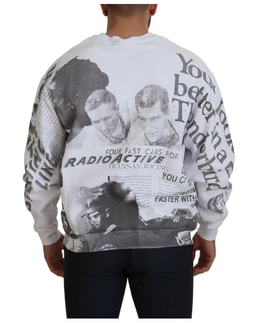 MSGM Gray Cotton Crewneck Pullover Sweatshirt Sweater for men