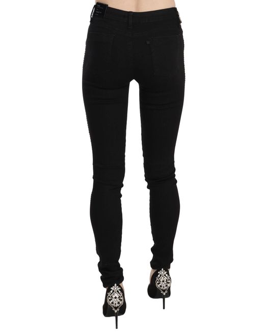 CoSTUME NATIONAL Black Embellished Mid Waist Skinny Denim Jeans