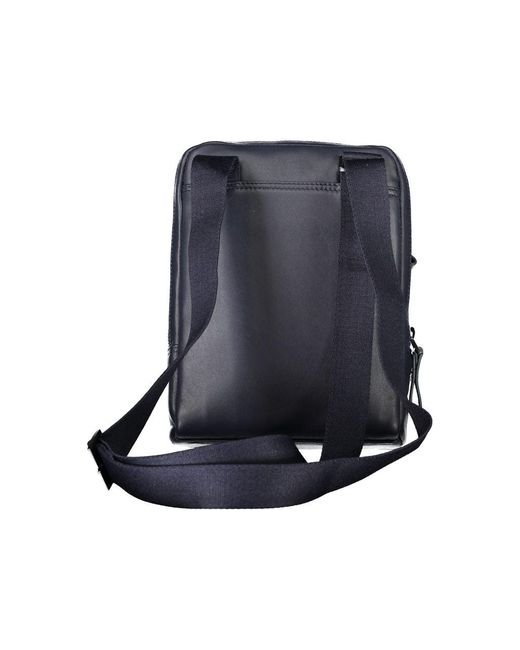 Piquadro Sleek Blue Leather Shoulder Bag With Contrast Detail for men