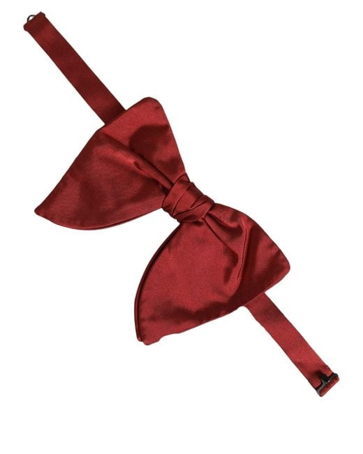 Dolce & Gabbana Men Red 100% Silk Adjustable Neck Papillon Bow Tie for men