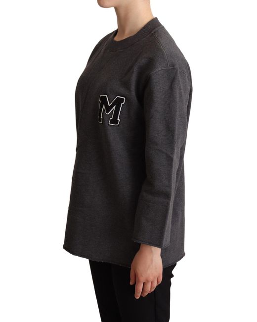 Dolce & Gabbana Black Gray Embroidered Pullover Sweater