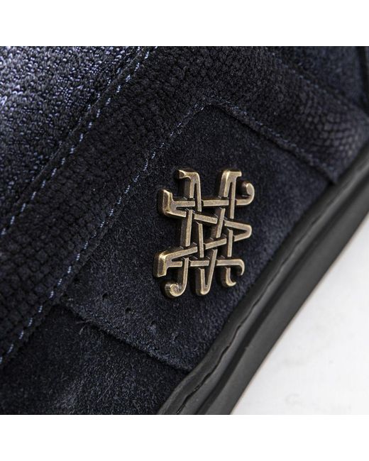 MR & MRS Black Blue Leather S Ankle Boot