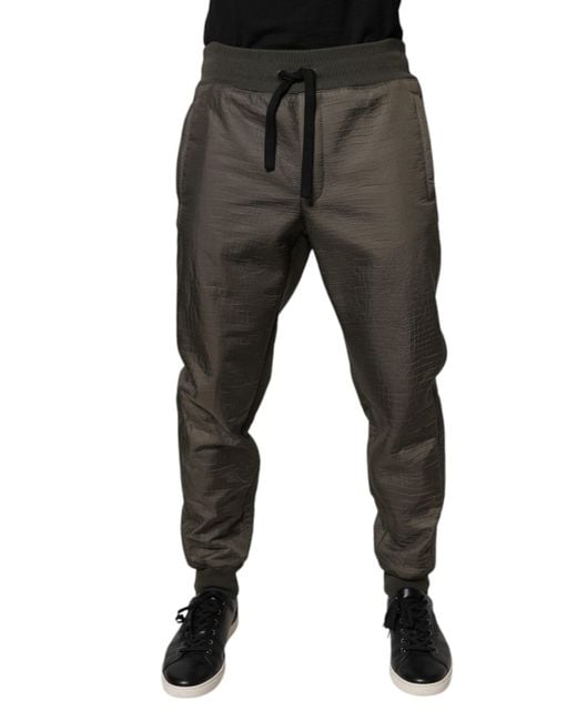 Dolce & Gabbana Black Brown Lambskin Leather Men Sweatpants Pants for men