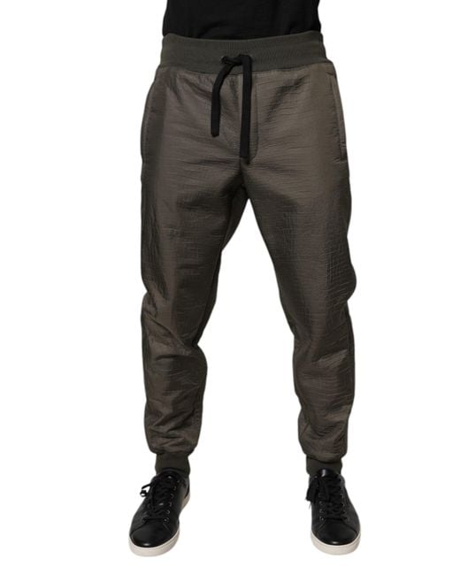 Dolce & Gabbana Black Brown Lambskin Leather Men Sweatpants Pants for men