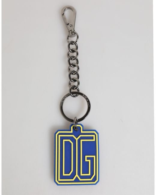 Dolce & Gabbana Blue Dg Rubber Logo Keychain Keyring for men