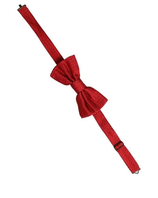 Dolce & Gabbana Men Red 100% Silk Adjustable Neck Papillon Bow Tie for men