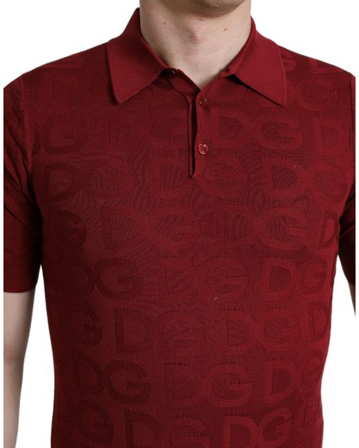 Dolce & Gabbana Red Elegant Silk Polo T-Shirt for men