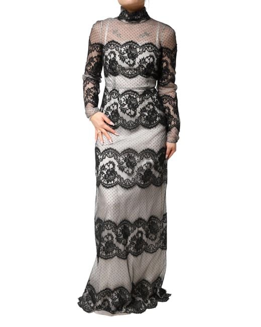 Dolce & Gabbana Black Lace Silk Blend Maxisheath Dress Co+Pa+Pl+Se